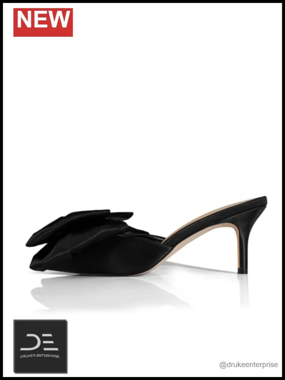 Heeled Sandals, 3-inch Satin Pointed Toe Slip-on Stiletto Mules with Oversized